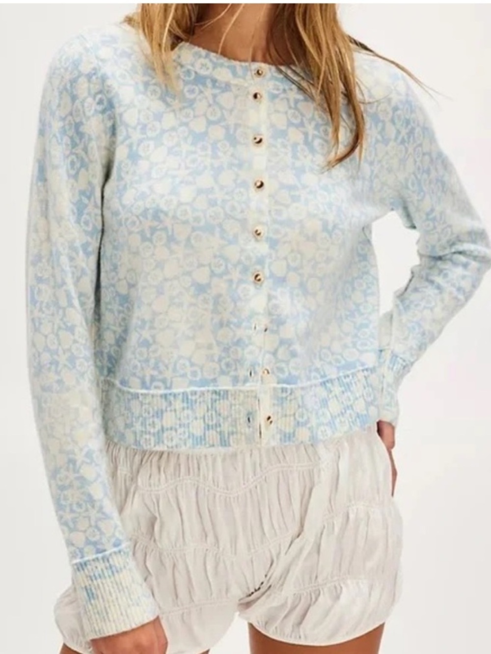 FREE PEOPLE Nocturnal Patterned Cardigan Sea Shell Combo. Size XSmall. NWT